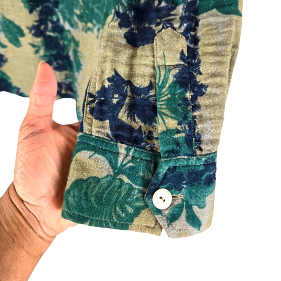Soft Surroundings Floral Green Bohemian Cotton Shirt. Size PXL - Picture 8 of 9